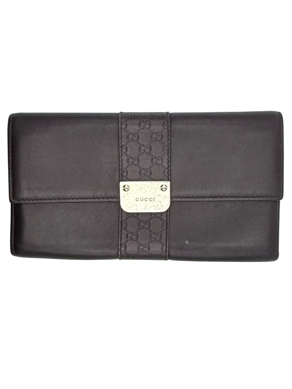 Gucci Guccissima Long Continental Flap Vintage Wallet Brown